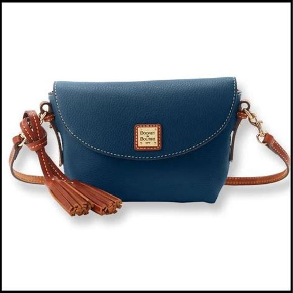 COPY - Dooney & Bourke Pebble Grain Crossbody Saddle Blue Jeans - Picture 1 of 4